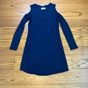 Anthropologie Blue Cotton Coastal Mini Long Sleeve Dress b8